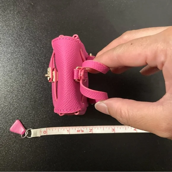 Mini Hot Pink with Gold Hardware Turnlock Backpack Bag Charm Keychain Two Strap - Picture 6 of 6